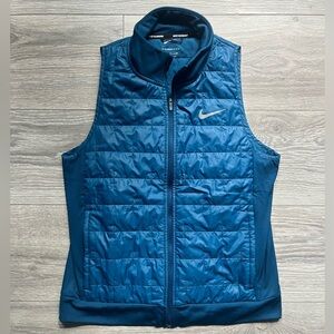 Nike Running Blue Mini Puffer Vest Outdoor Fall Warm Casual Active Size S Hiking